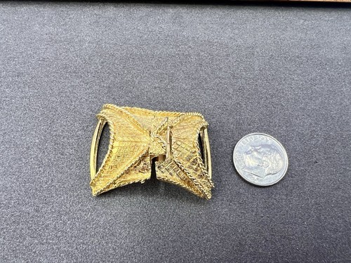 Vintage Multi Strand Gold Tone Pinch Box Clasp Jewelry Making Findings 1x1.5”