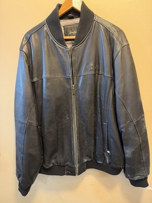 Vintage Sean John Bomber Jacket Men s 2XL Leather Full Zip Black 90s Distressed