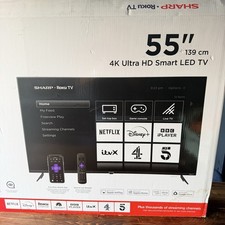 Sharp 55FJ1K 55” 4K Ultra HD Smart LED Roku TV 55 Inch Boxed Remote. Collection