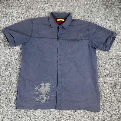 Mountain Dew Shirt Mens Large Gray Short Sleeve Zip Chest Pocket Urban