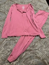 Tommy John Downtime long-sleeve henley pajama set dusty rose pink color Small