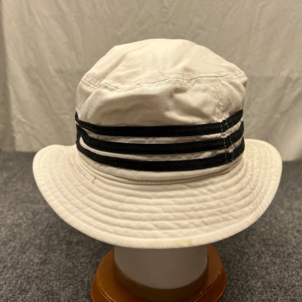 Adidas Originals 3 Black Stripe Bucket Hat Adult OSFA White Casual - Image 4 of 4