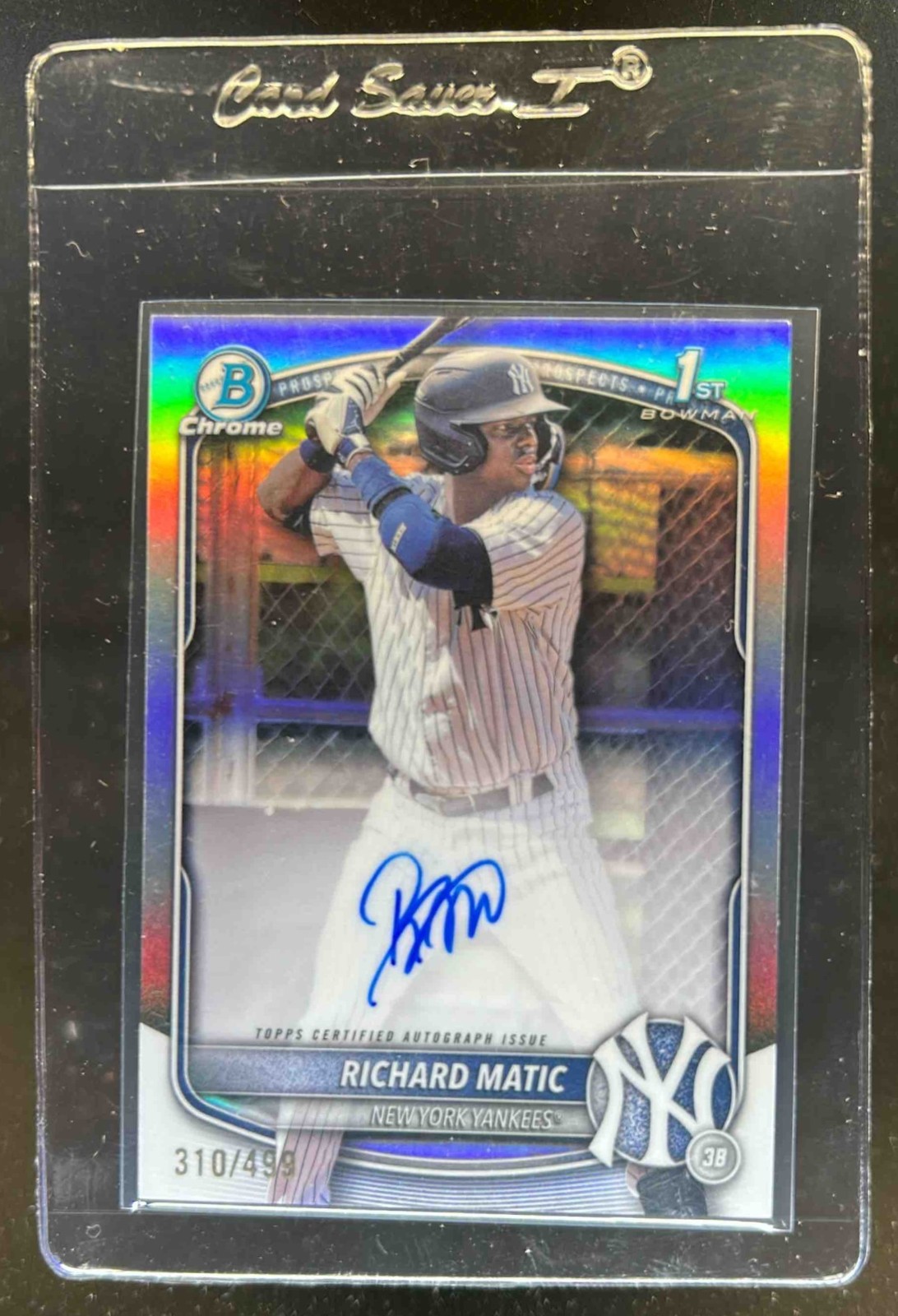 2025 Bowman Richard Matic Chrome Auto Refractor 1st Prospect #310/499 Yankees