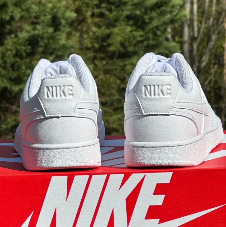 Nike Men's Court Vision Low Next Nature Triple White Leather Sneakers View 5