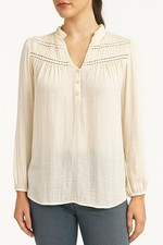 Rachel Roy Cream Blouse. Ruffle Neck Sz S NWT