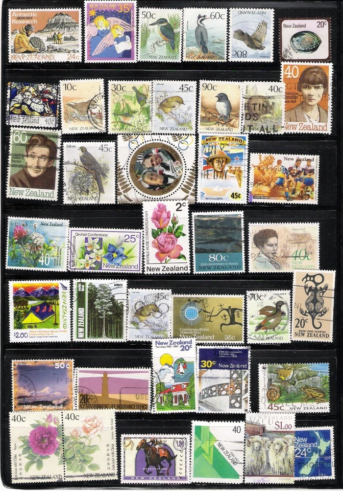 New Zealand 1972 - 1990, Scott's #500 - #988, 117 Stamps, 3 Pages, Cat$45+ - Image 2 of 3