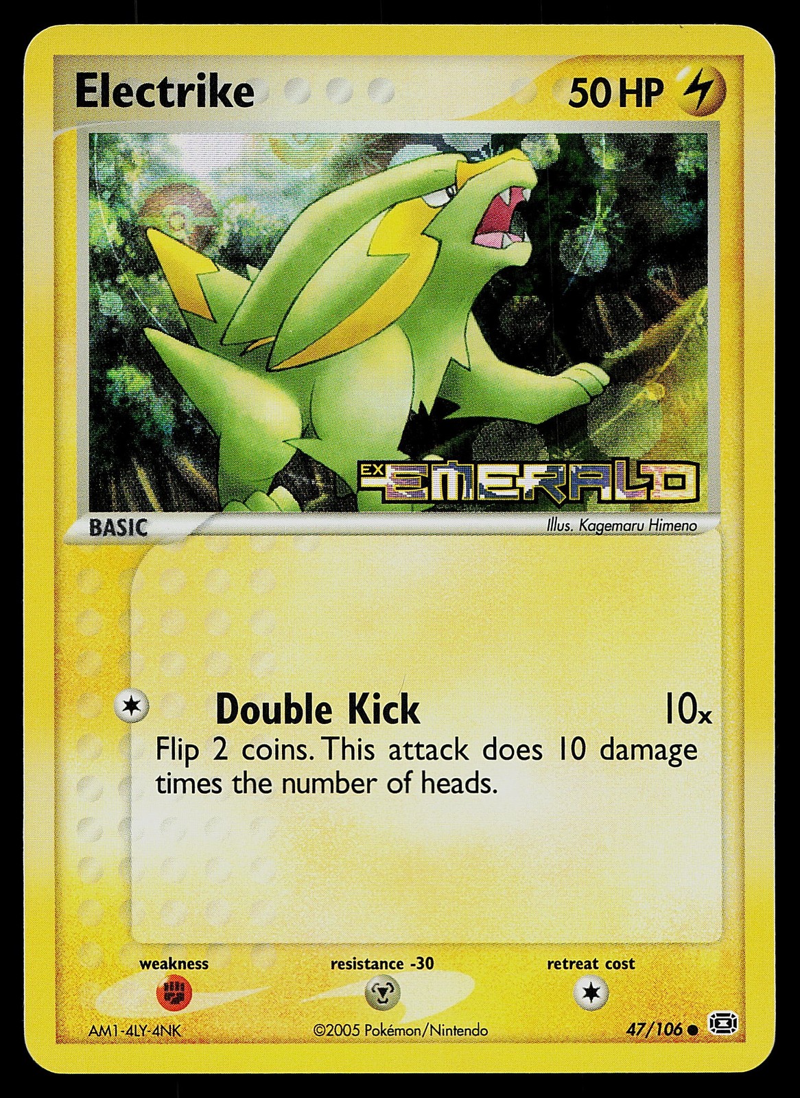 Pokemon Card - Electrike Emerald 47/106 Reverse Holo Stamped