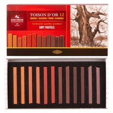 (0,75€/Stück) Toison d´or Pastellkreiden, 12 Stück Koh-I-Noor 8592, Brauntöne