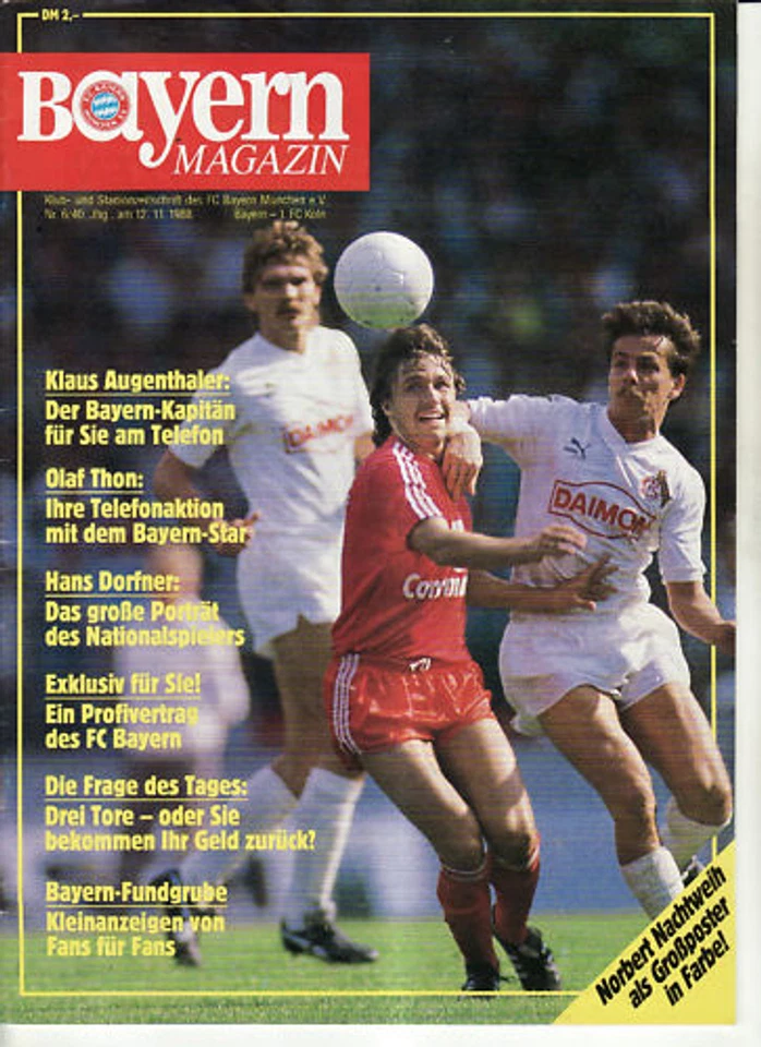 BL 88/89 FC Bayern Munich - 1. FC Cologne, 12.11.1988 - Photo 1/1