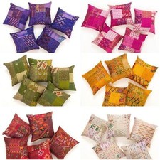 INDIAN HANDMADE 16" CUSHION COVER PILLOW CASE KANTHA WORK ETHNIC THROW DECOR ART