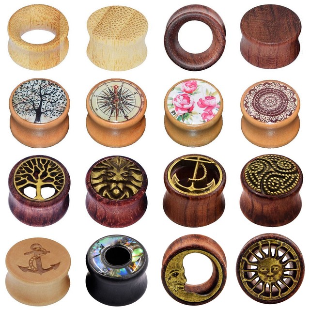 Pair Organic Natural Wood Ear Gauges Ear Plugs Double Flared Piercing 820mm eBay