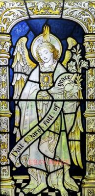 PHOTO  SAINT GABRIEL - STAINED GLASS WINDOW CHESTER CATHEDRAL ST GABRIEL ONE OF