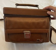 Vtg Marsand Faux Leather Camera Bag Hard Case 11 X 6 X 9 Strap Zip Closure USA