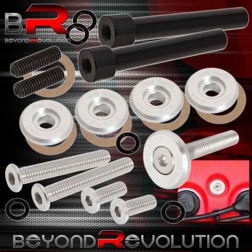 For Honda D-Series Cup/Header/Cam Cap/M6 Hex Fender/Valve Washers+Bolts Silver - Picture 5 of 6