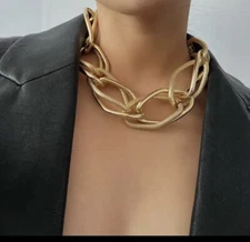 Large Gold Chain Necklace Curb Link Statement Chunky Gold Chain Fat Hip Hop Punk