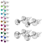 925 Silver Stud Earrings Set 2 Pairs 4mm + 3mm Cubic Zirconia Sterling Ear Studs