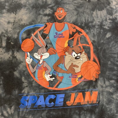 Lebron James Space Jam T-Shirt Gray Tie-Dye Large Bugs Bunny Taz Looney Tunes | eBay UK
