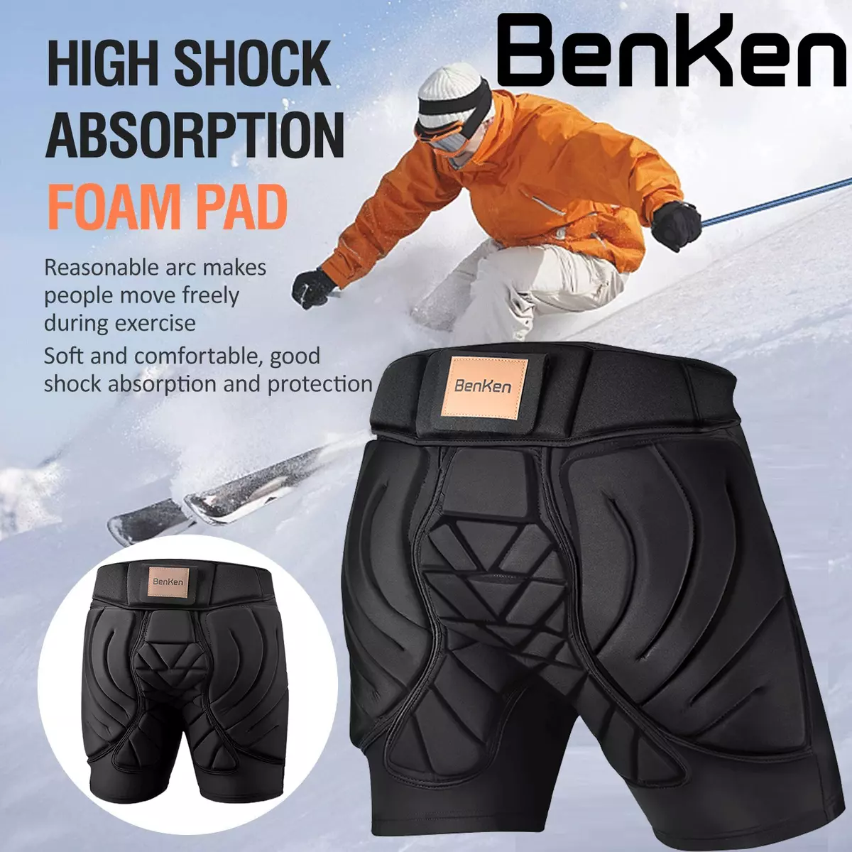 BenKen Protective Padded Shorts Skiing Snowboard Skate Ski 3D Hip  Protection Pad