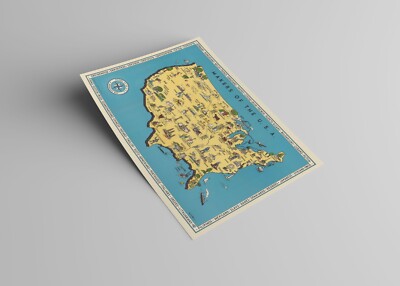 MAKERS OF THE U.S.A. Pictorial Map, 1943 Vintage Poster -Unframed