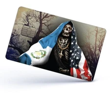 Santa Muerte Credit Card Skin Cover Vinyl Stickers (4 Pack)  Guatemala Flag