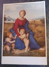 art postcard Raphael Madonna im Grunen Wien Museum  painting unposted