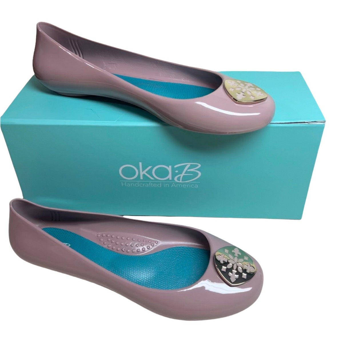 Oka-B Women's Jelly Sustainable Ballet Flats Pink Rose Ainsley Pendant