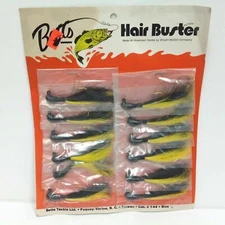 Betts Hair Buster Bass Jig Fishing Lures 12 Pc Dealer Card Black Yellow 1/4oz