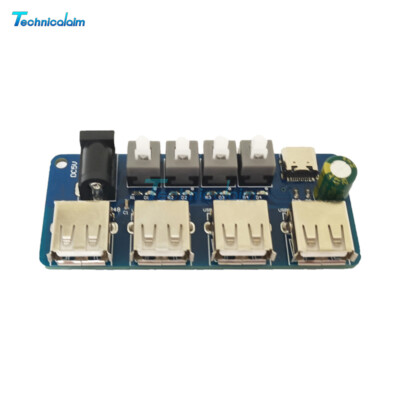 5V Power Supply 4-Way USB Distribution Expansion Module Button Control