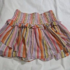 The Pants Store Skort Multicolor  Stripes Bright  Size Large Ruffle