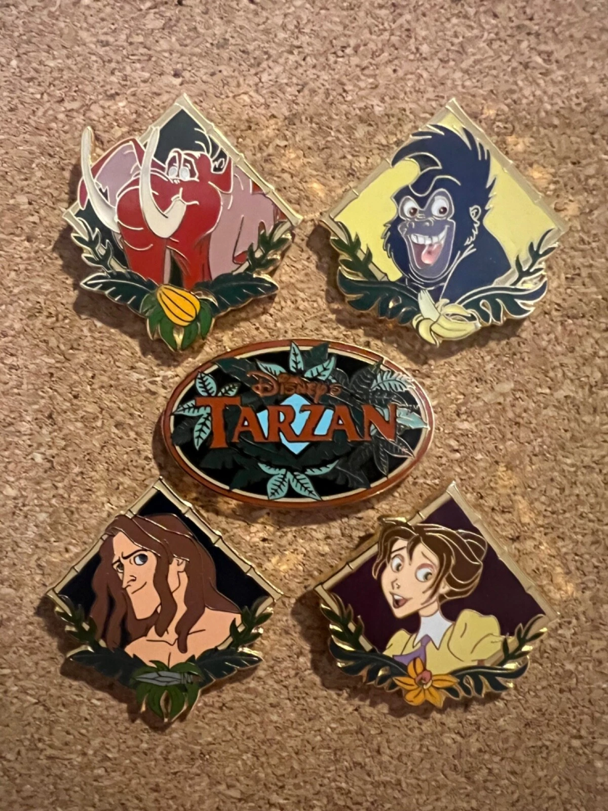 Disney Pin - Tarzan 5 pin set from 2001 - Jane, Terk, Cantor, Logo