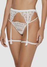  154 I.D.Sarrieri Womens White Embroidered Tulle V-String Thong Underwear Size 3