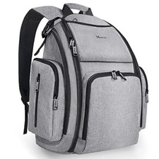 Mancro Diaper Bag Backpack 11.8x7.1x16.5 Inch Austere Grey Multi Pockets Laptop