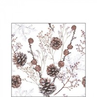 20 Papierservietten, Cocktail Servietten Pine Cones Ambiente 25X25Cm | Zapfen