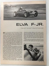 EEEEE21 VINTAGE Original Article Road Test Racing ELVA F-JR June 1960 3 page