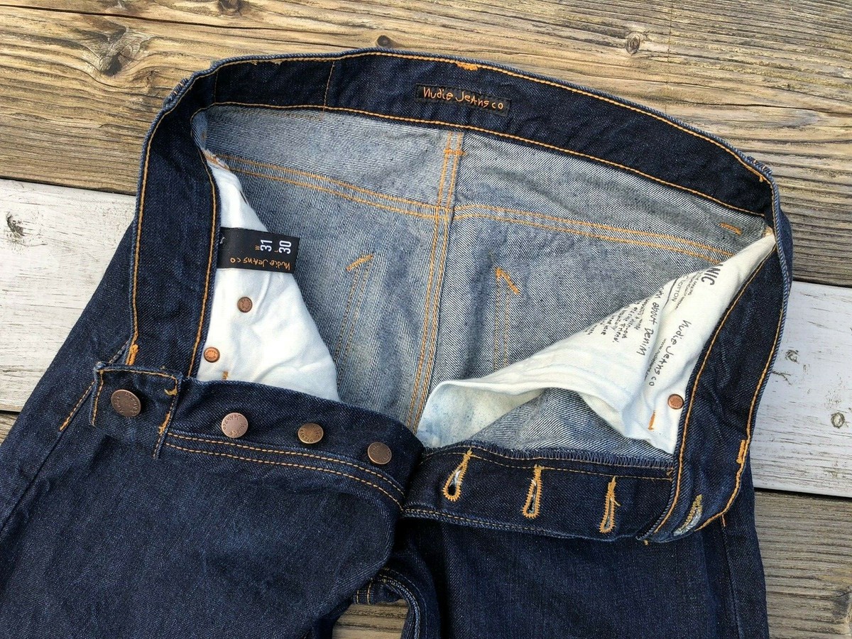 Nudie Fearless Freddie 30x27 Slim Dry Ring Organi Denim Buttonfly 