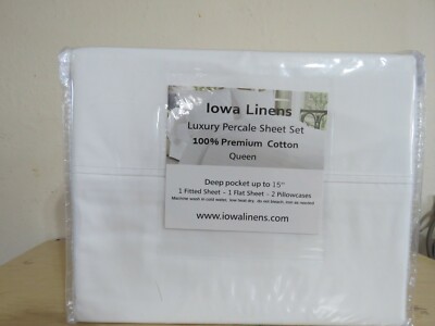 Summer Cool 100% Supima Cotton   Percale Weave 4   Piece White  Size Luxury 