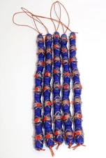 5 Strands Wedding Cake Beads, Lamp work Glass Beads, 11x22mm Tube Blue Beads