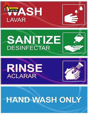 4 Pack Wash Rinse Sanitize Sink Labels, Waterproof Sticker Signs Perfect for 3 C