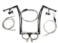 18 X 1.5 " Pre Wired  Chrome Ape Hanger Handlebar Kit 07 - 10 Harley Heritage