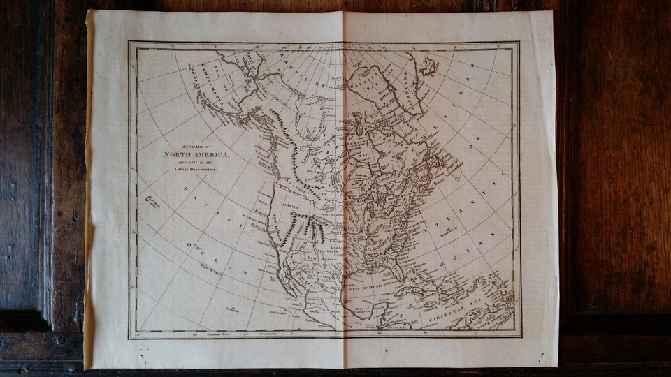 1796 ORIGINAL ANTIQUE COPPERPLATE MAP - A NEW MAP OF NORTH AMERICA - Image 3 of 4