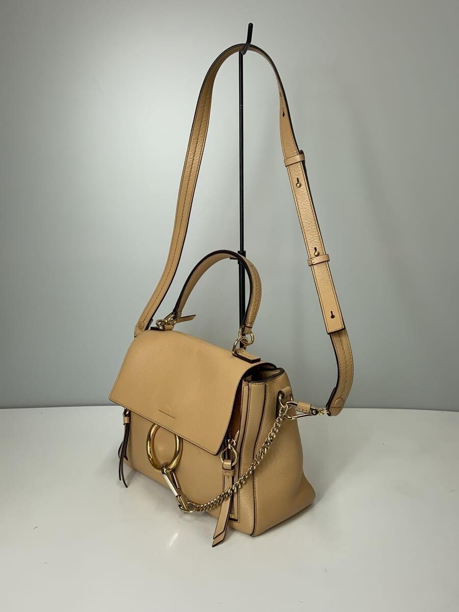 CHLOE FAYE DAY Leather Shoulder Bag 2way Handbag Beige Used