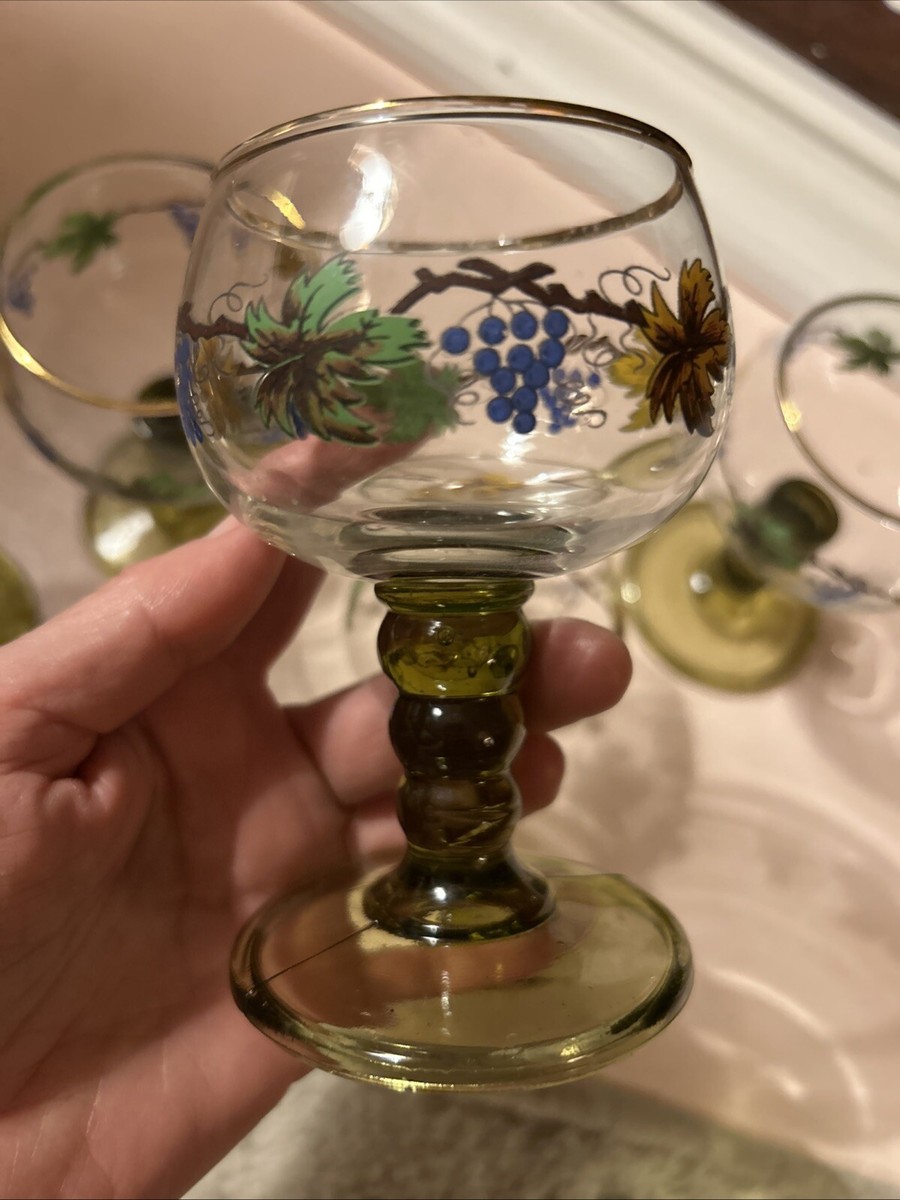 Vintage 5 Austrian Wine Glasses Goblets Austria Crystal Hand