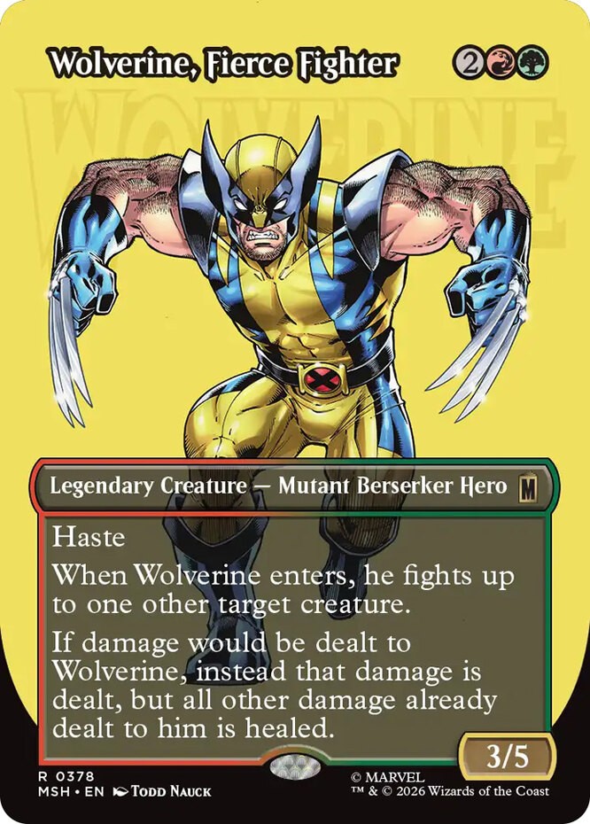 1x Wolverine, Fierce Fighter ~~ Borderless - Foil NM-Mint, English Marvel Super 