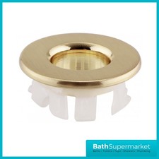 Brushed Brass Basin Overflow Cover Pop In Insert Cap 30mm For Sink Waste Hole