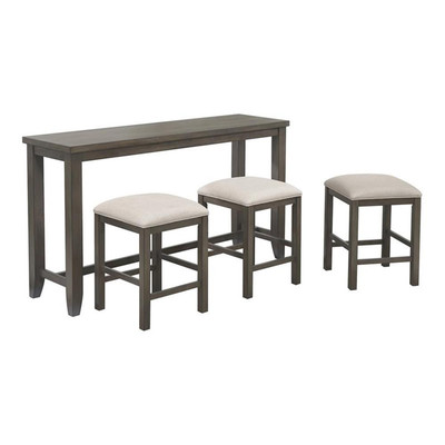 Sunset Trading Shades of Gray 4PC 65'' Rectangular Narrow Wood Pub Set in Gray