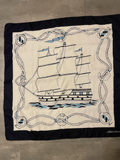 Vintage Sitmar Cruises FairSky Souvenir Scarf Ship Nautical 30" x 30" Blue White