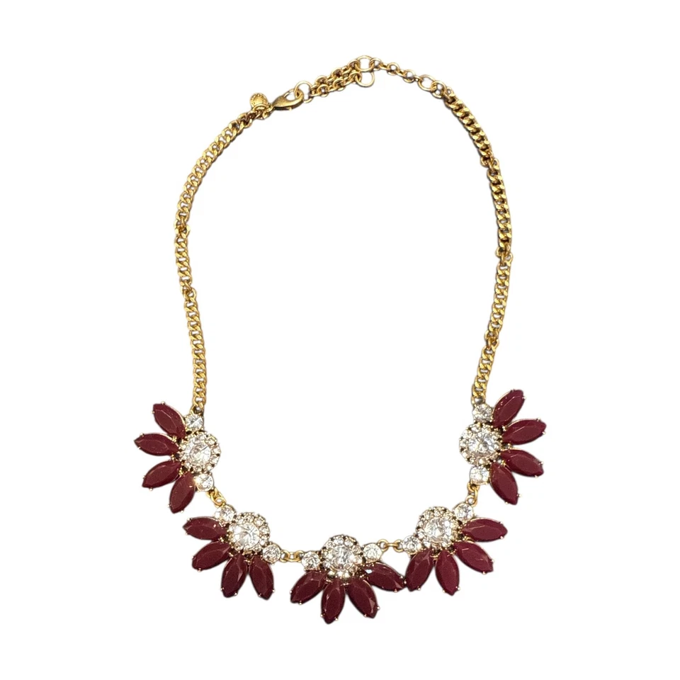 J. Collar CREW Tono Dorado Cristal Brillante y Borgoña Joya Declaración JC539 Foto 2 de 4