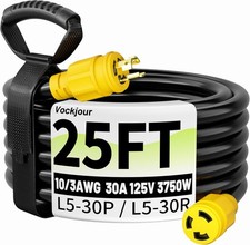 30 Amp Generator Extension Cord 3 Prong 25FT, NEMA L5-30P/L5-30R 10 Gauge Ext...