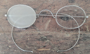 Unusual Antique Eyeglasses JBH J. B. Hitsch One Frosted lens / Blind or Impaired