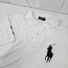 Polo Ralph Lauren Polo Shirt Mens XL Tall White Big Pony Number 3 Sleeve Pique